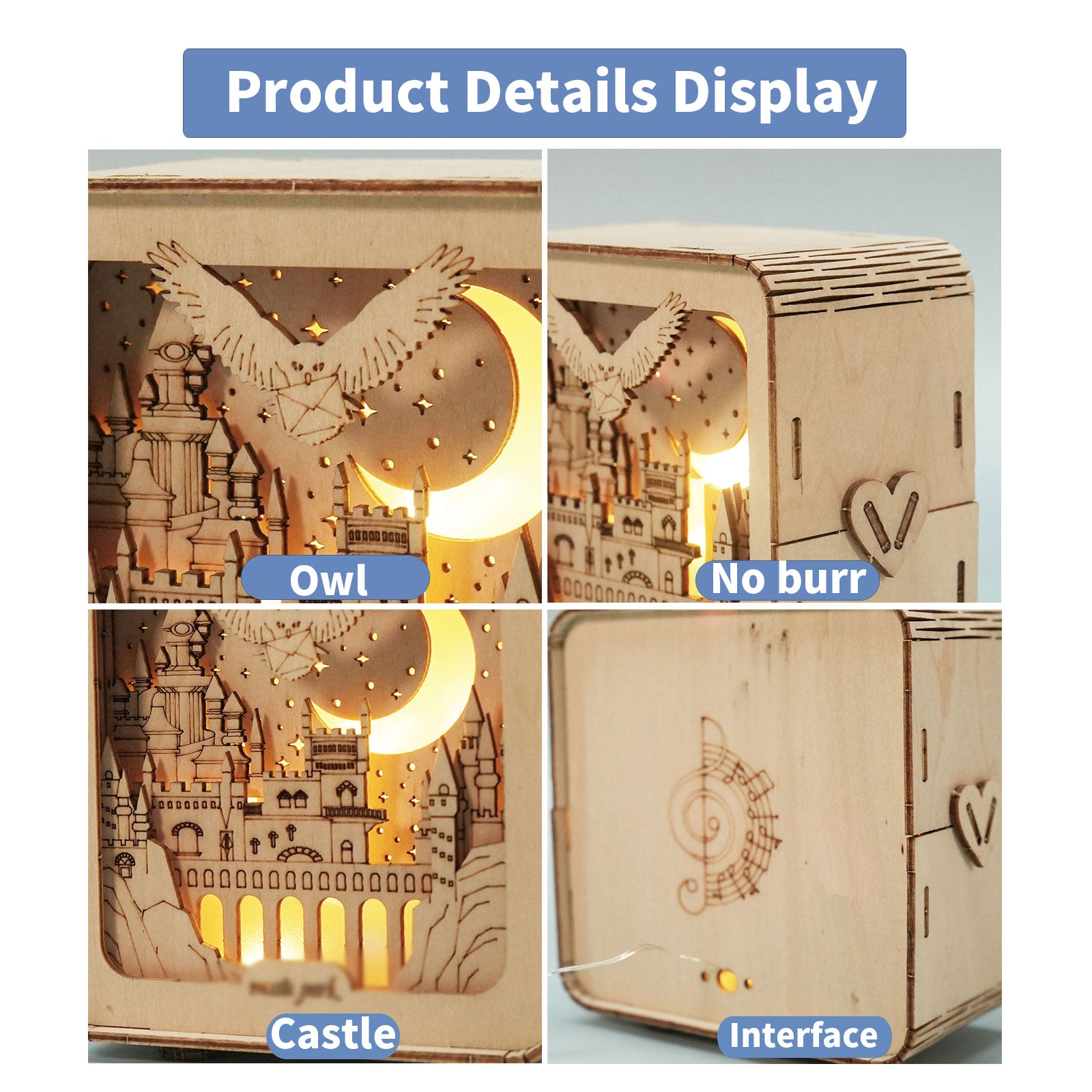 MUSIC PARK 3D Wooden Puzzles Night Lights Desk Decorations Birthday Christmas Gifts For Women Age14 Above
