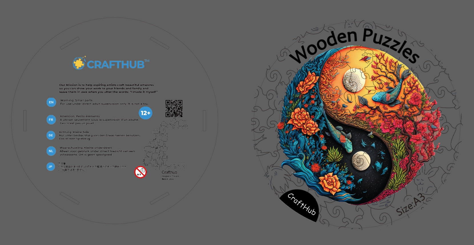 CraftHub Round And Rectangle Wooden Box