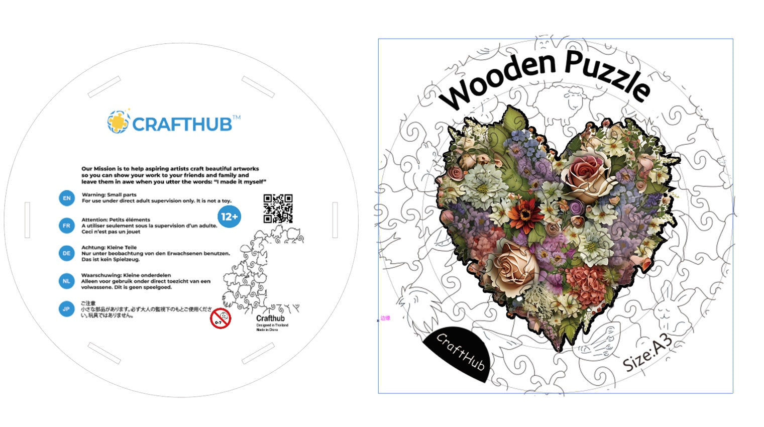 CraftHub Round And Rectangle Wooden Box