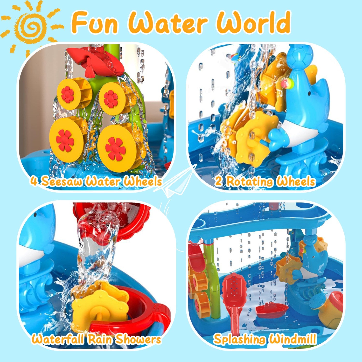1Set Kid Sand Water Table Toddler Water Activity Table Rain Showers Play Table Toy For 3 To 6 Years Old Sensory Exercise Friendship Building