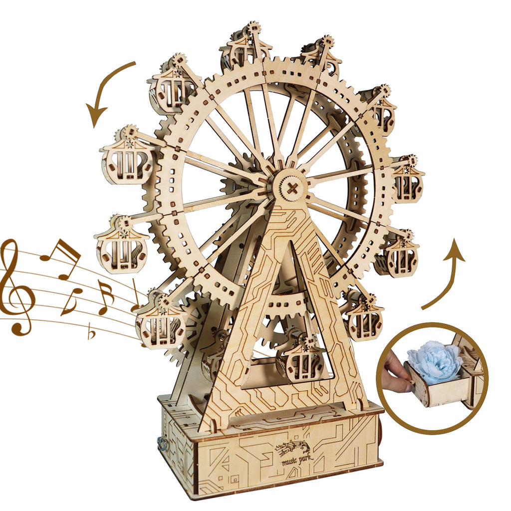 3d Wooden Puzzle Gear Ferris Wheel Music Box You Are My Sunshine Handmade Assembly Model Kit Holidays Birthdays Christmas Gifts
