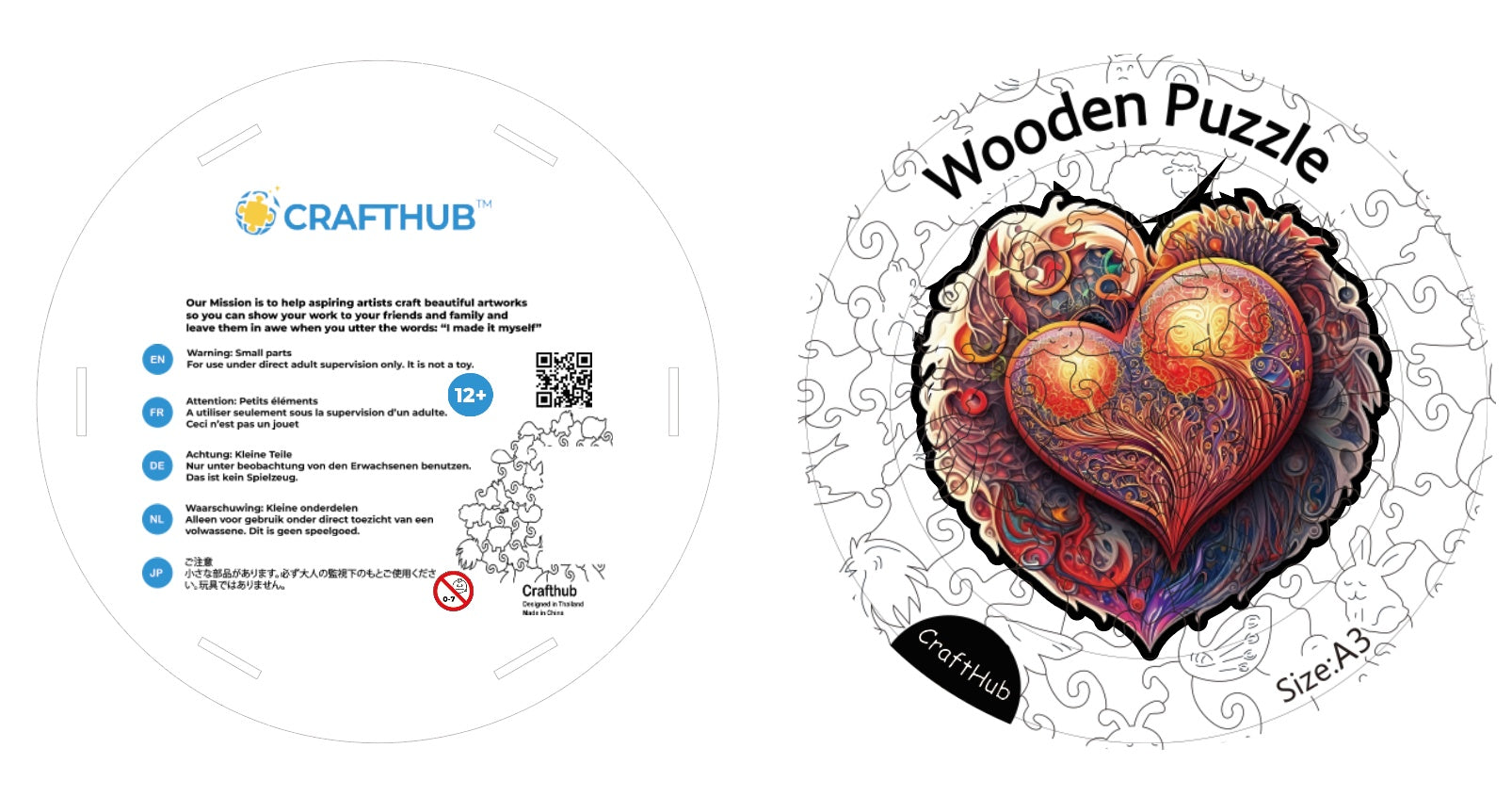 CraftHub Round And Rectangle Wooden Box