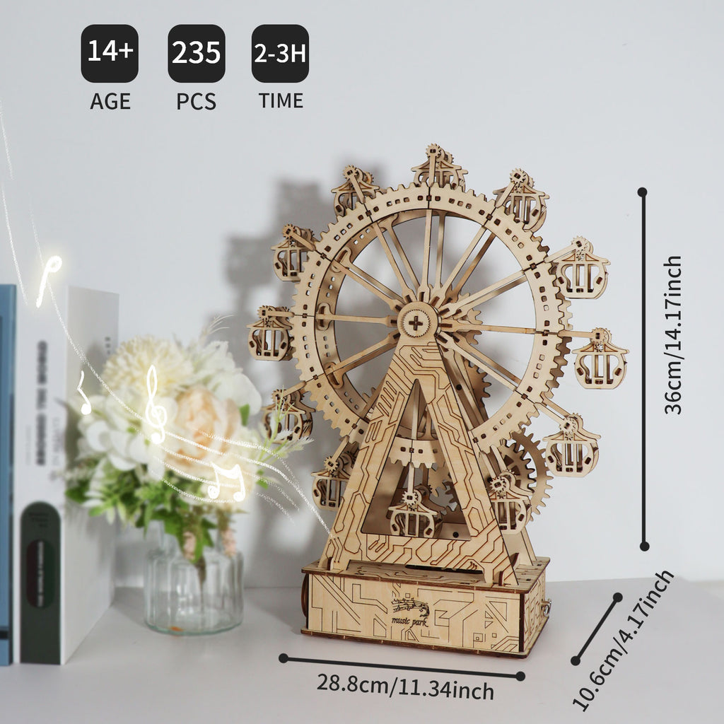 3d Wooden Puzzle Gear Ferris Wheel Music Box You Are My Sunshine Handmade Assembly Model Kit Holidays Birthdays Christmas Gifts