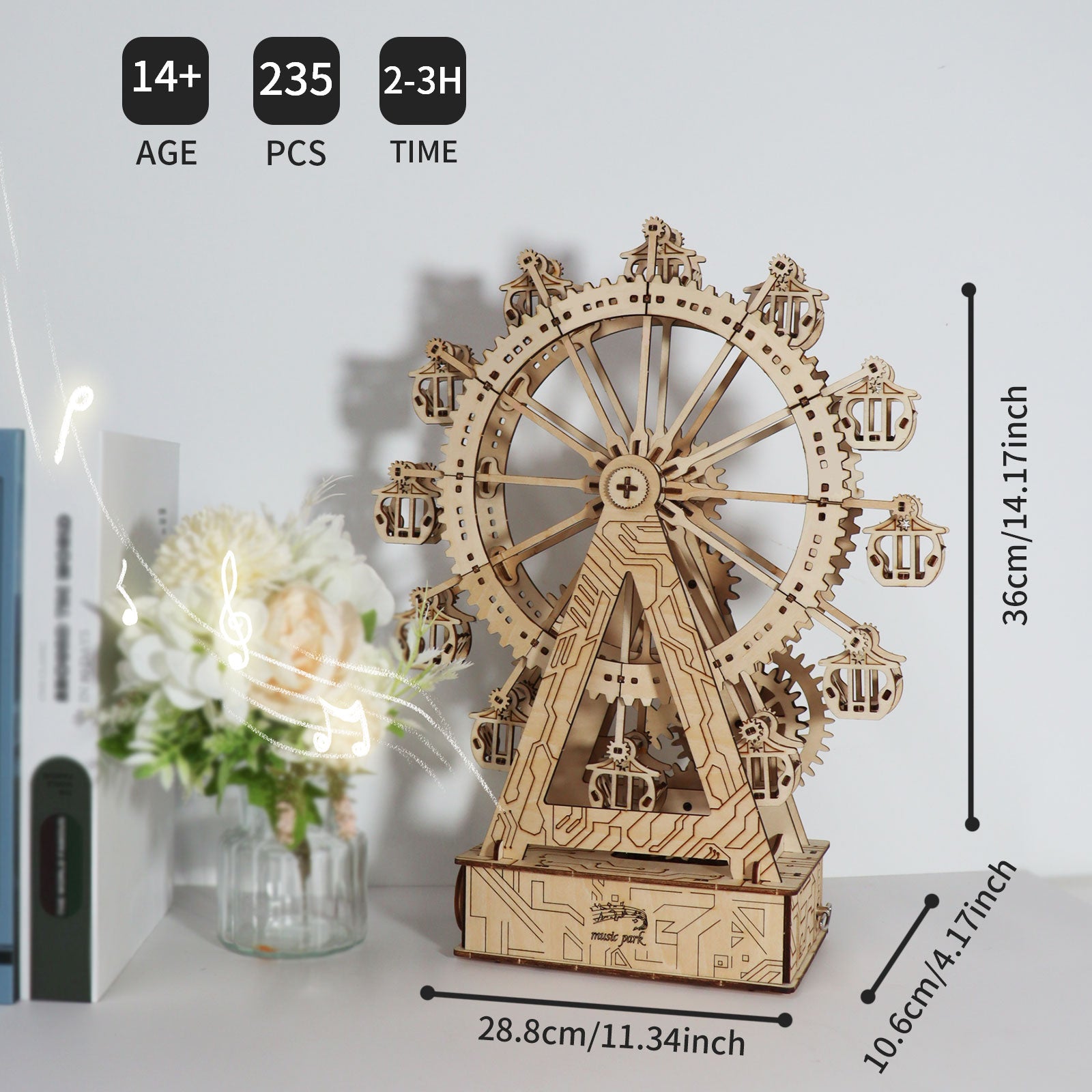 3d Wooden Puzzle Gear Ferris Wheel Music Box You Are My Sunshine Handmade Assembly Model Kit Holidays Birthdays Christmas Gifts